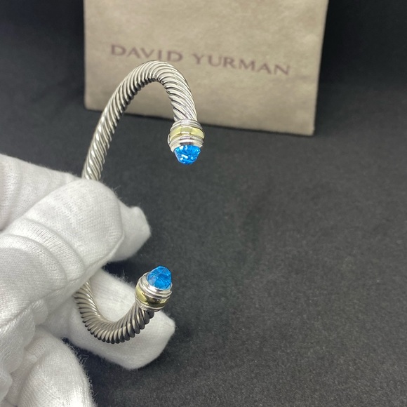 Jewelry - David Yurman 5mm Blue Topaz & Gold Bracelet